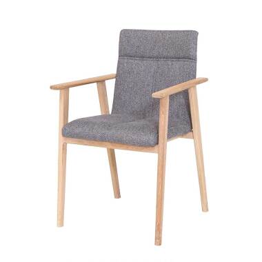 Armlehnstuhl aus Holz & Armlehnstuhl in Grau Webstoff Eiche Bianco massiv