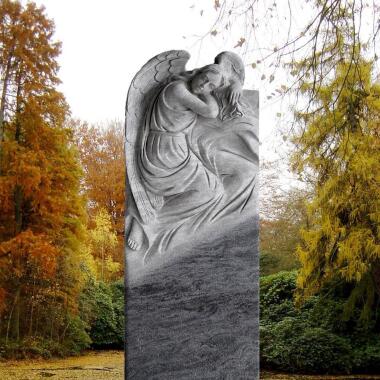 Doppelgrabstein mit Engel mit Engel & Engel Granit Grabdenkmal Familiengrab