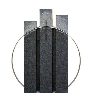 Granit Urnengrabstein dreiteilig Swarovski Design Trias
