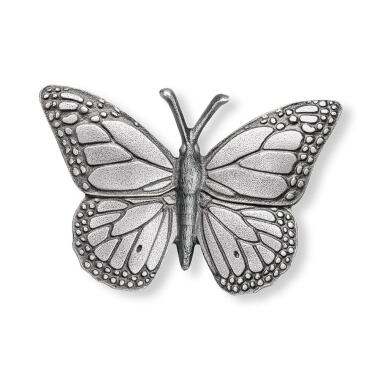 Lebensgroße Deko Schmetterlingfigur aus Aluminium Monarchfalter Rino / Grau