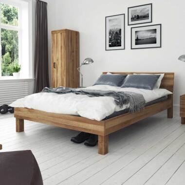 Massivholz Bett aus Wildeiche geölt modern