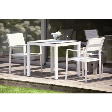 Outdoor Tisch Quadrat Keramik Grau / weiß 80x50