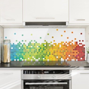 Spritzschutz Pixel-Regenbogen