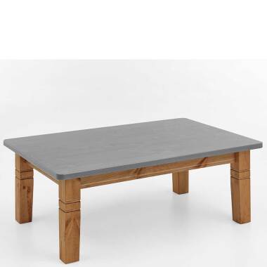 Vollholztisch aus Kiefer Massivholz grauer Tischplatte