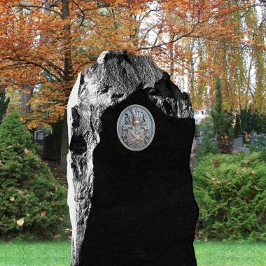 Ausgefallener Grabstein in Schwarz & Granit Grabstein mit Wappen schwarz