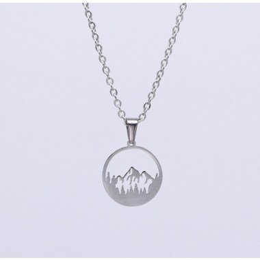 Berg Halskette Silber, Hiking Kette Für Bergliebhaber, Mountain Anhänger