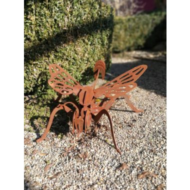 Edelrost Gartenstecker Libelle 3D, groß
