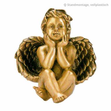 Engel Figur mit Skulptur & Sitzender Engel Bronze Deko Figur Angelus Nante