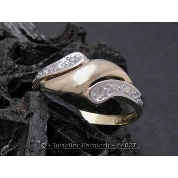 Gold Ring zeitlos Gold 333 bicolor Diamant Goldring Gr. 54