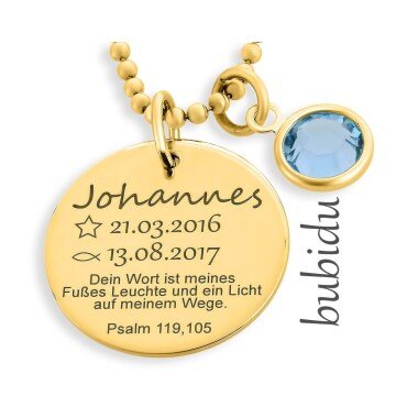 Goldkette in Silber & Taufkette Gold Taufschmuck Psalm Taufgeschenke Personalisiert