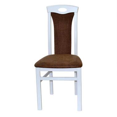 Hochlehner mit Kunstleder & Zwei Esstisch Stühle in Weiß Braun (2er Set)