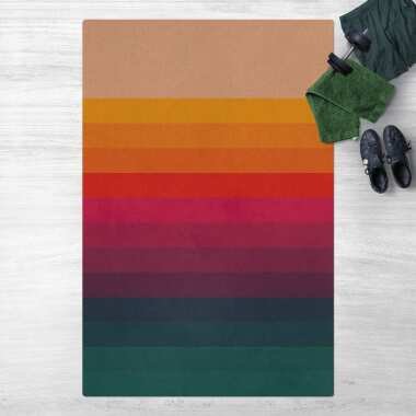 Kork-Teppich Retro Regenbogen Streifen