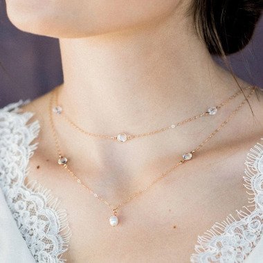 Perlen Tropfen Braut Halskette, Kristall
