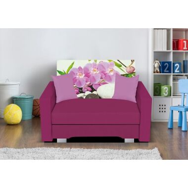 Sessel mit Schlaffunktion IRVING XL in Pink- Blume inkl.Bettkasten