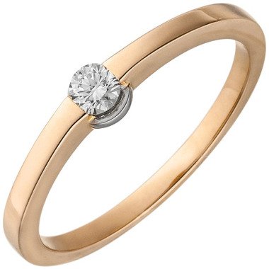 SIGO Damen Ring 585 Gold Rotgold 1 Diamant Brillant 0,15ct. Diamantring