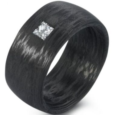Titanschmuck mit Diamant & Breiter Verlobungsring aus Carbon mit 0,2 ct