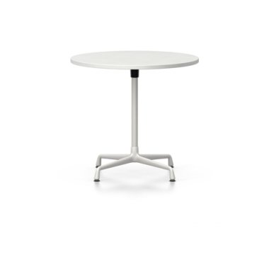 Vitra Eames Contract Table rund ∅70cm, Melamin weiß, Ausleger und Standrohr