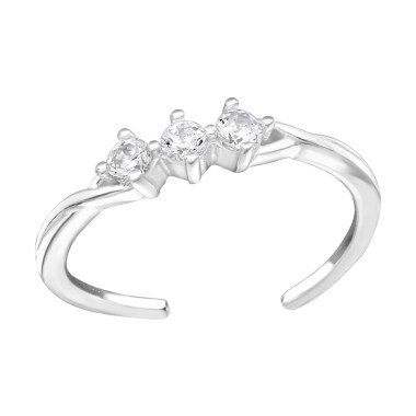 Zehenring aus Metall & Zehenring Zehring Kristalle 925 Silber Fuss Schmuck Ring