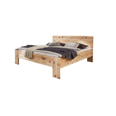 Bett 100x190 cm aus Zirbenholz mit Latten-Kopfteil