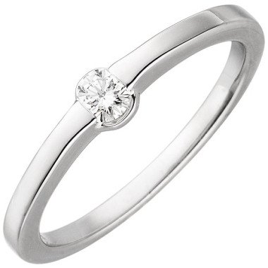 Diamantring in Silber & SIGO Damen Ring 585 Gold Weißgold 1 Diamant Brillant