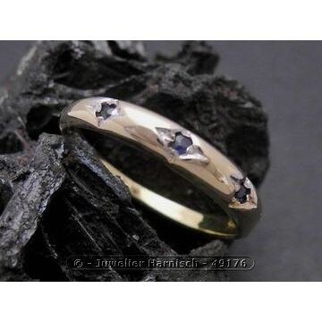 Gold Ring filigran Gold 333 bicolor Safir Goldring Gr. 53,5