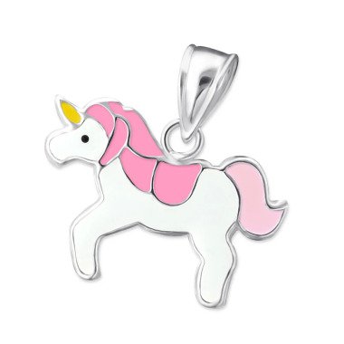 Kettenanhänger in Silber & Kinder Kettenanhänger Einhorn Pferd rosa 925er