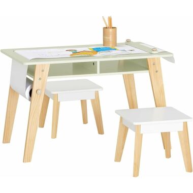 KMB92-GR Kindertisch mit 2 Stühlen Kindersitzgruppe