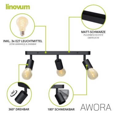 linovum LED Aufbaustrahler AWORA Deckenleuchte