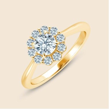 Racene Pinched Halo Ring Gelb / 14k Gold