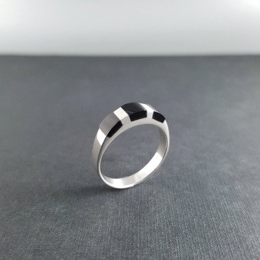 Schwarzer Onyx Silber Ring Für Männer, Herren Edelstein Schmuck, Handgemachte