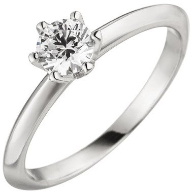 SIGO Damen Ring 585 Gold Weißgold 1 Diamant Brillant 0,70 ct. Diamantring