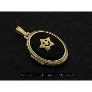 Stern Onyx & Gold Motiv Medaillon Cabochon Gold 585