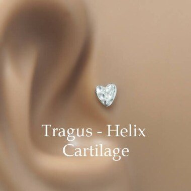 Winzige Herzpiercings-Tragus Flat Back-Bioflex Backing-Heart Tragus Earring-Bioflex