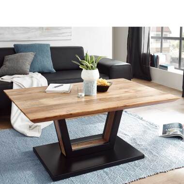 Wohnzimmer Tisch aus Akazie Massivholz und Metall 110 cm breit