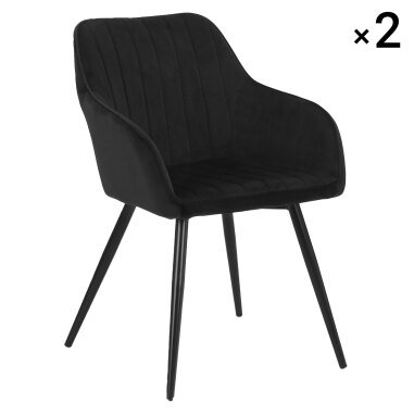 2er-Set Vintage-Stühle aus schwarzem Samt