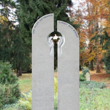 Ausgefallener Grabstein mit Händen & Doppelgrabstein Design mit Kugel