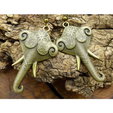 Elefanten Ohrringe Aus Antik Bronze ~Goa ~Hippie ~Vintage ~Indien ~Boho