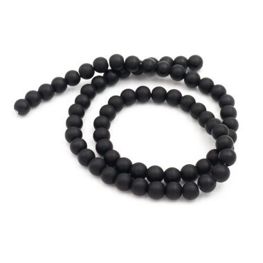 gefrostete Perlen aus Onyx in schwarz 6mm