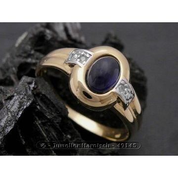 Gold Ring beeindruckend Gold 750 bicolor Safir + Diamant Goldr