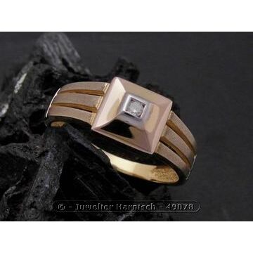 Gold Ring edel Gold 585 bicolor Diamant Goldring Gr. 56,5