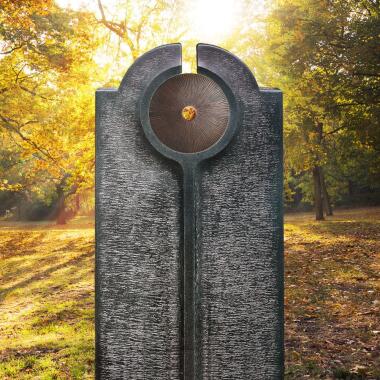 Grabstein für Doppelgrab aus Bronze & Moderner Granit Einzelgrabstein