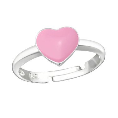 Kinder Ring Fingerring Herz pink verstellbar 925er Silber Kinderschmuck