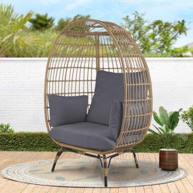 Korb Loungesessel & Happy Home Egg Chair Loungesessel inkl. Kissen, Eiform beige
