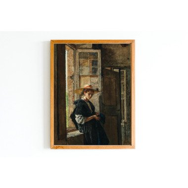 Kunstdruck | Eine Dame Mit Strohhut Am Fenster