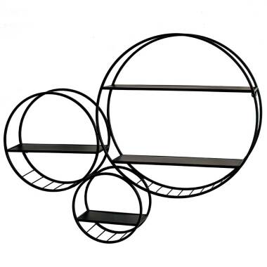 Metallhängeregal in Schwarz & Wandregal 3 miteinander verbundene Kreise Metall