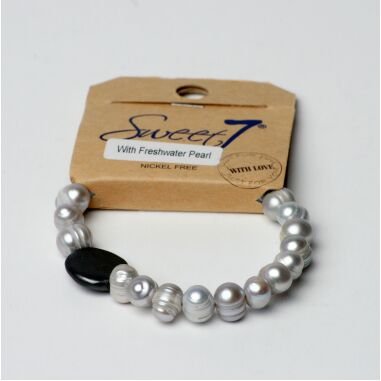 Modeschmuck Armband von Sweet7 aus Süßwasserperlen in Grau