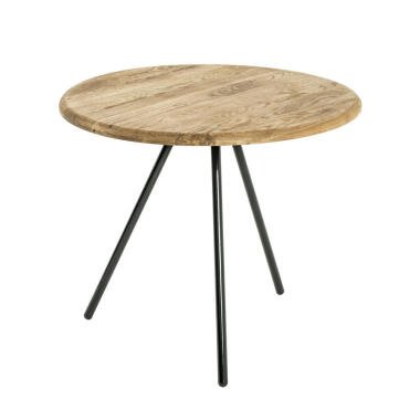 Runder Tisch aus Eiche & Beistelltisch , Schwarz, Eiche , Holz, Metall