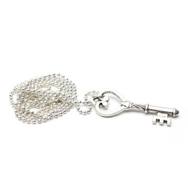 Schlüssel Kette Halskette Miniblings 80cm Key Schlüsselkette Herz Versilbert