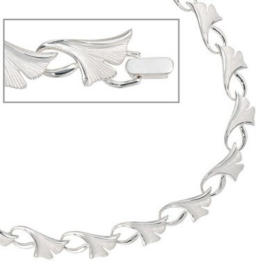 SIGO Collier Halskette Ginko Ginkgo 925 Silber mattiert 47 cm Kette Silberkette