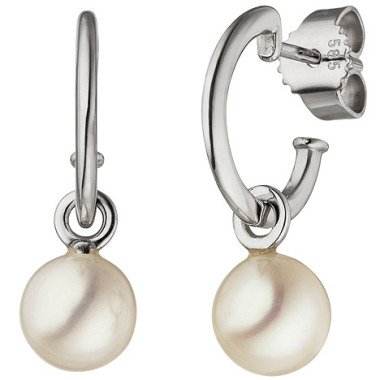 SIGO Ohrhänger 585 Gold Weißgold 2 Süßwasser Perlen Ohrringe Perlenohrringe